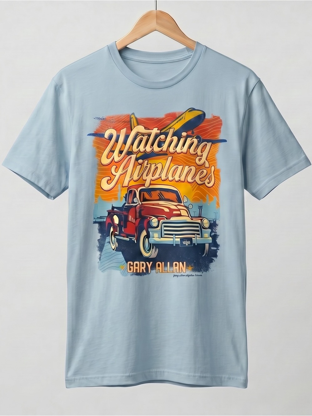 Gary Allan Watching Airplanes Blue Tee T Shirt Red Truck Country Music Lyrics